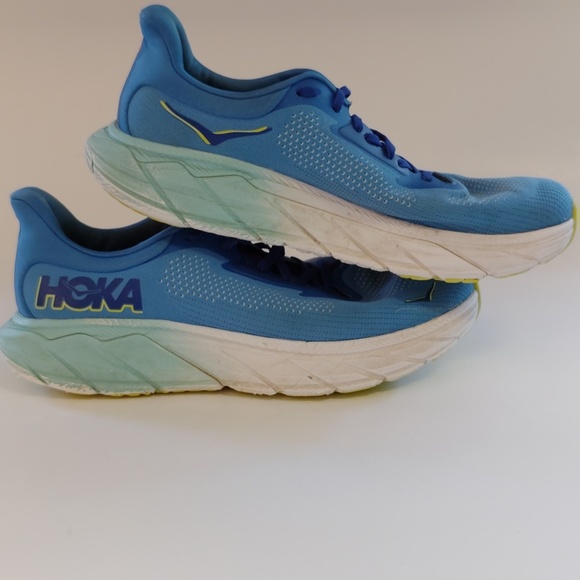 Hoka Men's Blue Sneakers with Yellow Highlights - Picture 7 of 9